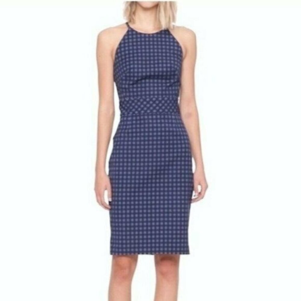 Y Banana Republic Blue Gingham Racer Back Mini Dress